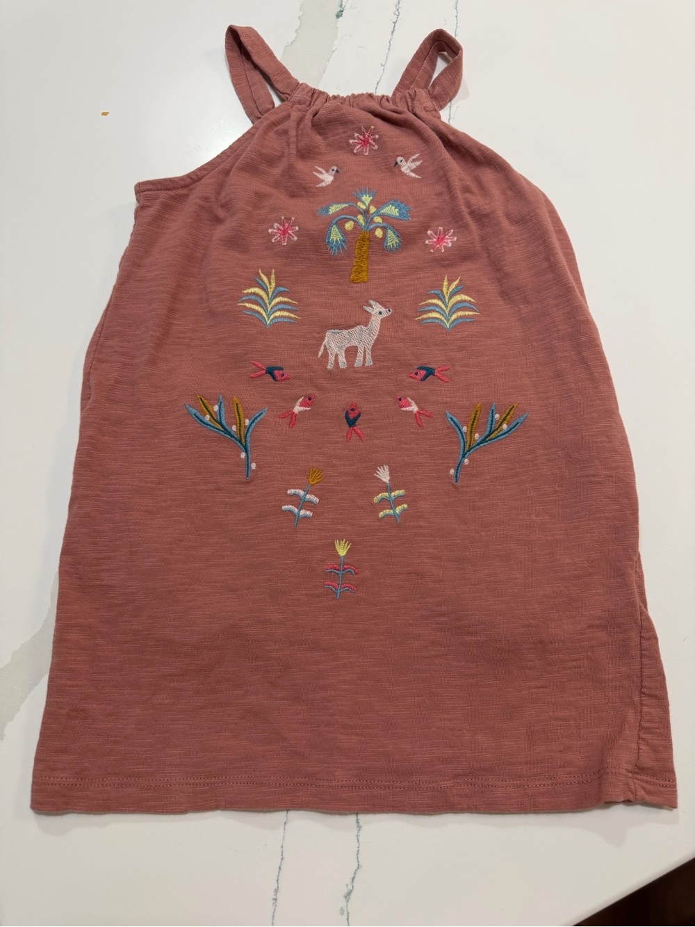 Tea Collection Embroidered Egyptian Jumper Rose-pink Dress